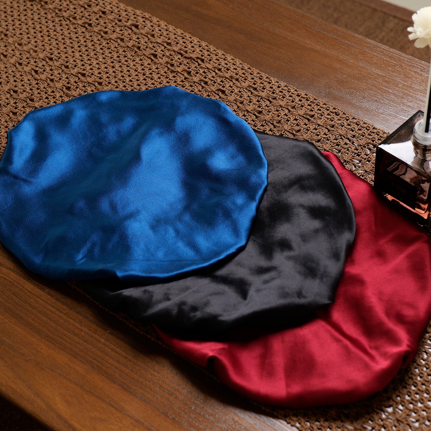 Pure Mulberry Silk Hair Bonnet Navy | Single Layer with Adjustable Elastic | 100% Silk 22 Momme | Sleeping Bonnet Gift