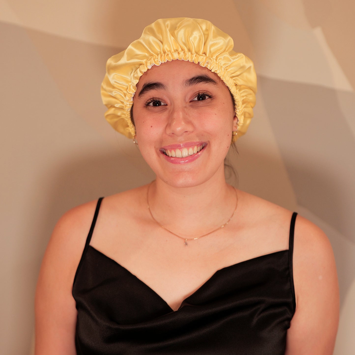 Pure Mulberry Silk Hair Bonnet Daffodil | Double Layer Reversible with Silk Lining | Adjustable Elastic | 100% Silk 22 Momme | Night Bonnet Gift