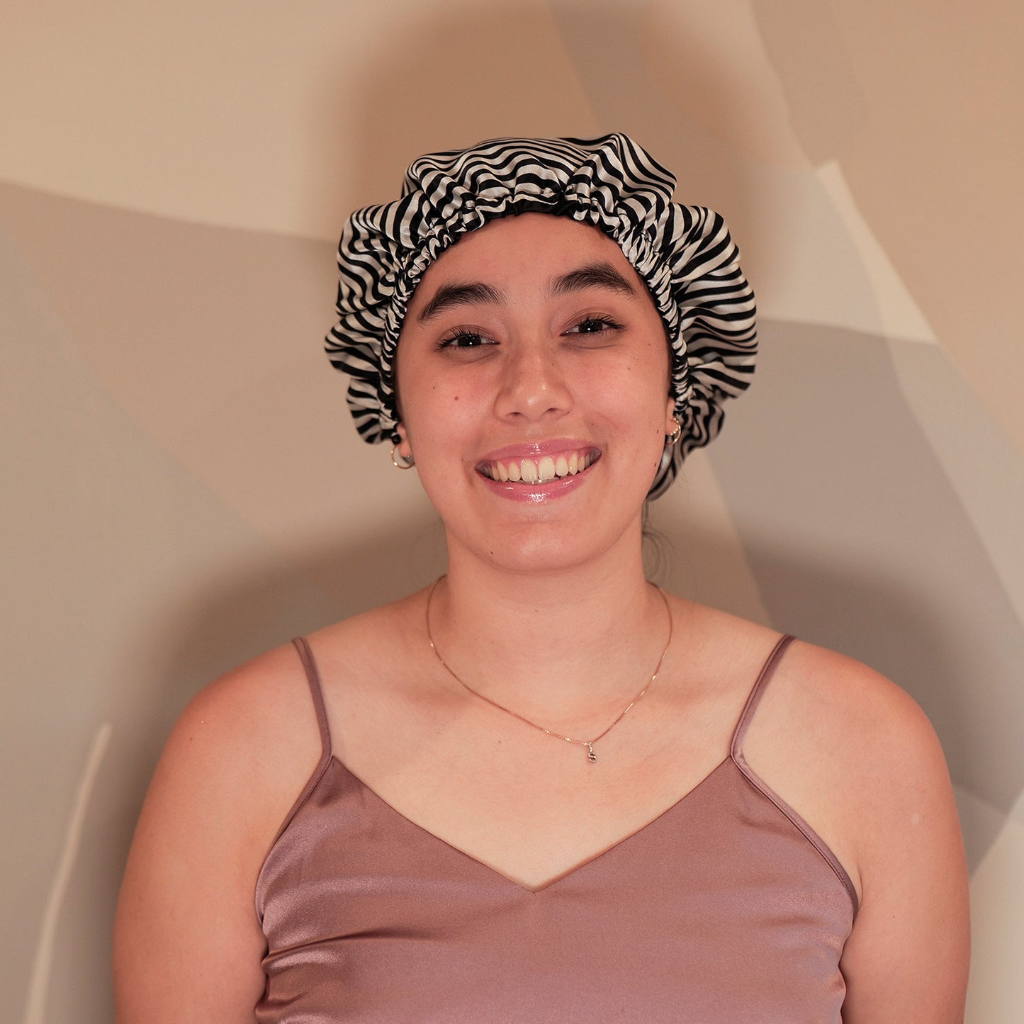 Pure Mulberry Silk Hair Bonnet Film Noir | Double Layer Reversible with Silk Lining | Adjustable Elastic | 100% Silk 22 Momme | Night Bonnet Gift