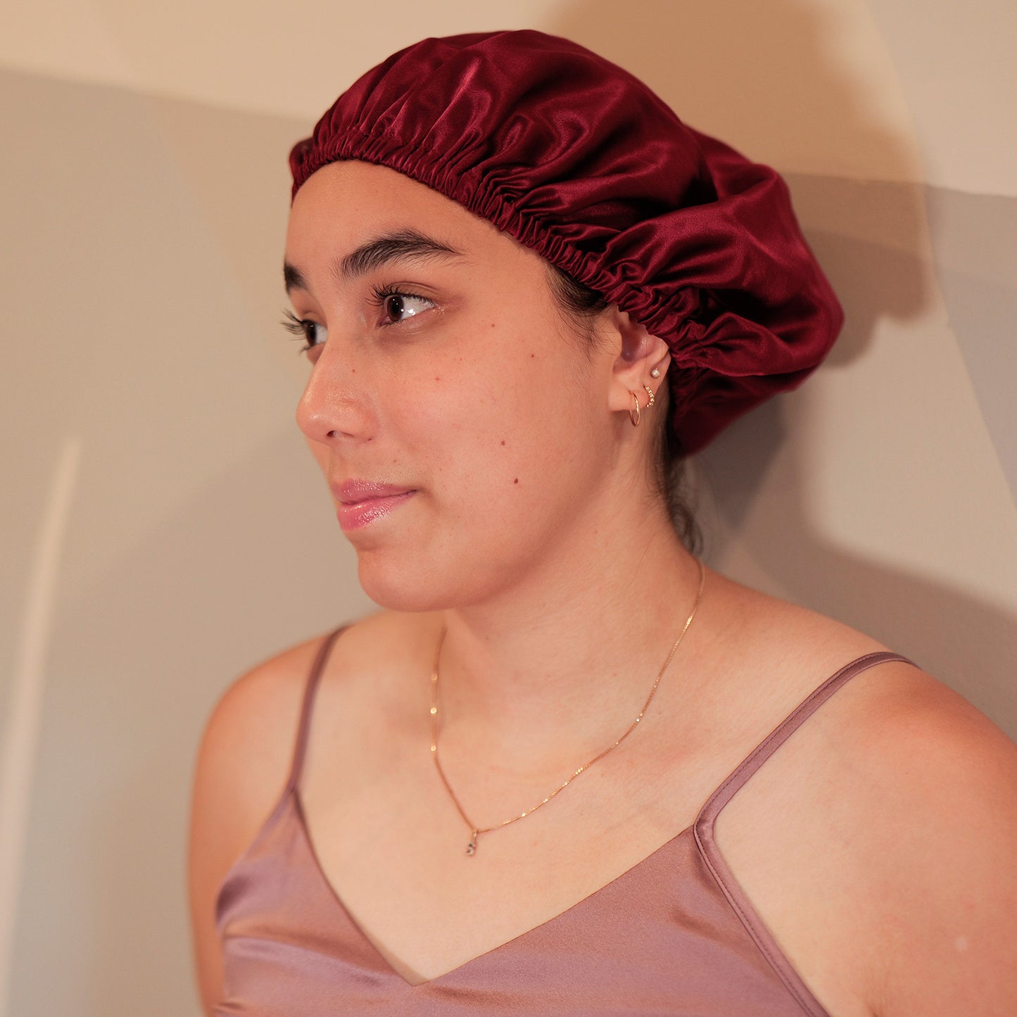 Pure Mulberry Silk Hair Bonnet Sangria | Single Layer with Adjustable Elastic | 100% Silk 22 Momme | Sleeping Bonnet Gift