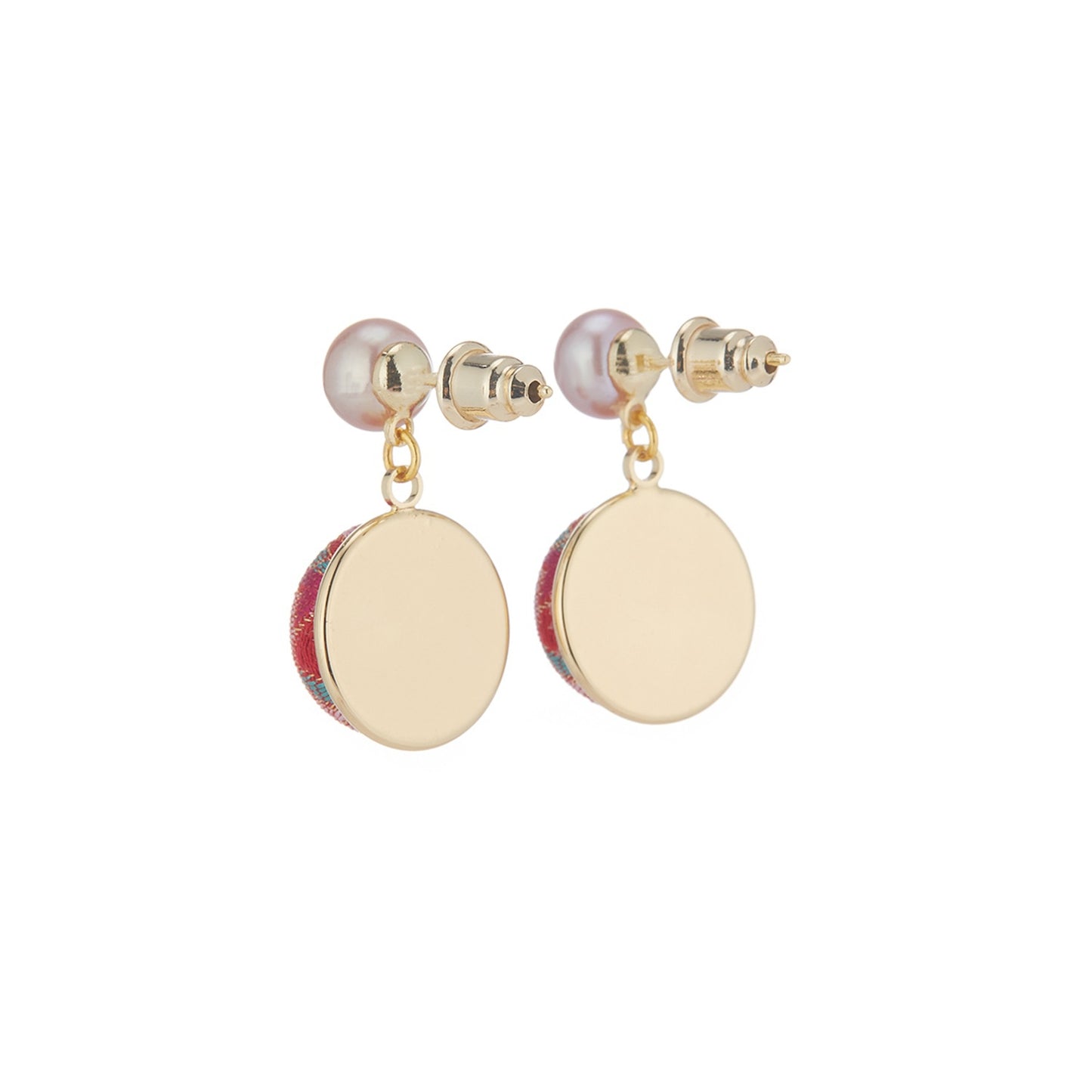 Pure Silk Brocade Earrings with Freshwater Pearls | Peach Blossom | Drop Earrings | Shine Collection