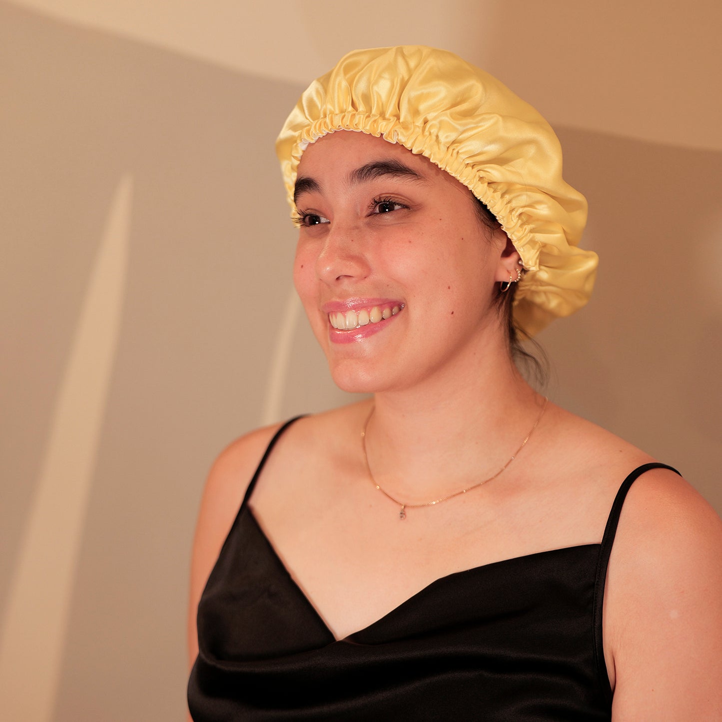 Pure Mulberry Silk Hair Bonnet Daffodil | Double Layer Reversible with Silk Lining | Adjustable Elastic | 100% Silk 22 Momme | Night Bonnet Gift