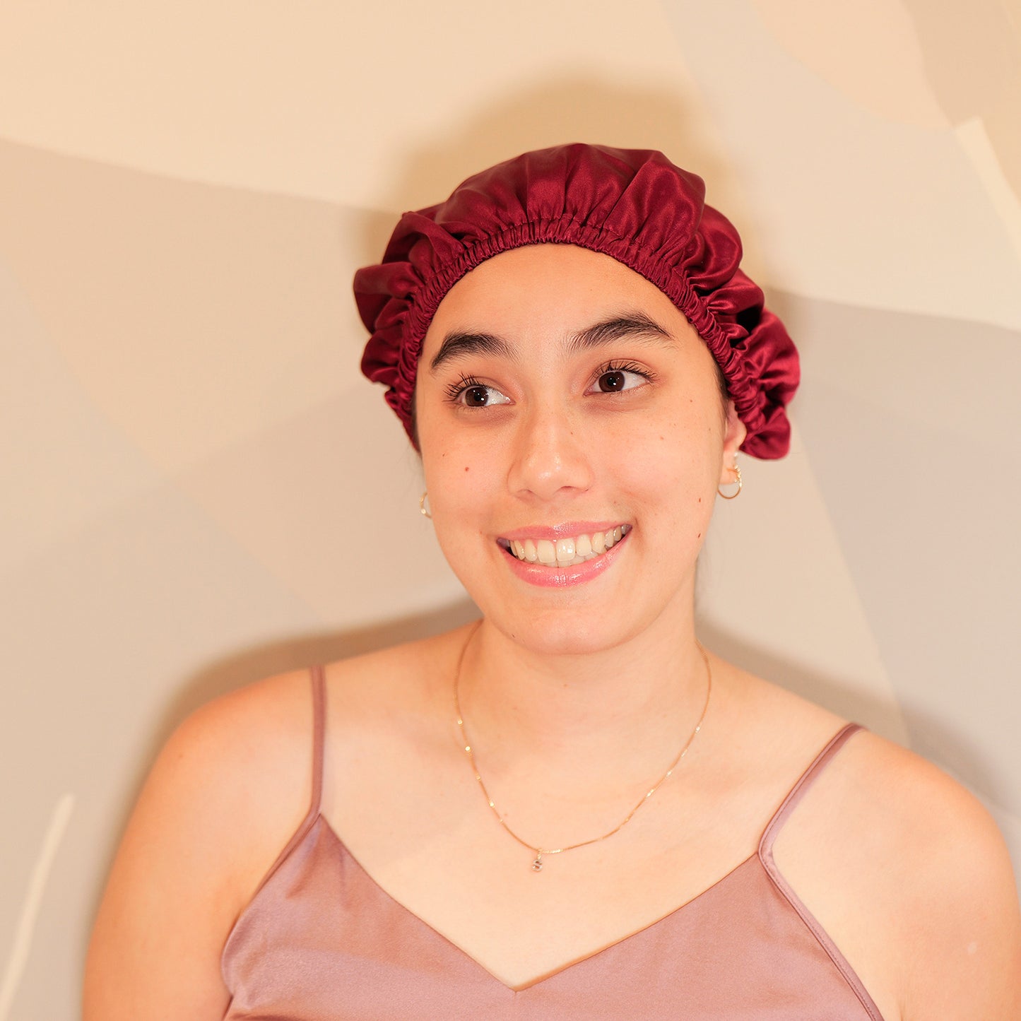 Pure Mulberry Silk Hair Bonnet Sangria | Single Layer with Adjustable Elastic | 100% Silk 22 Momme | Sleeping Bonnet Gift