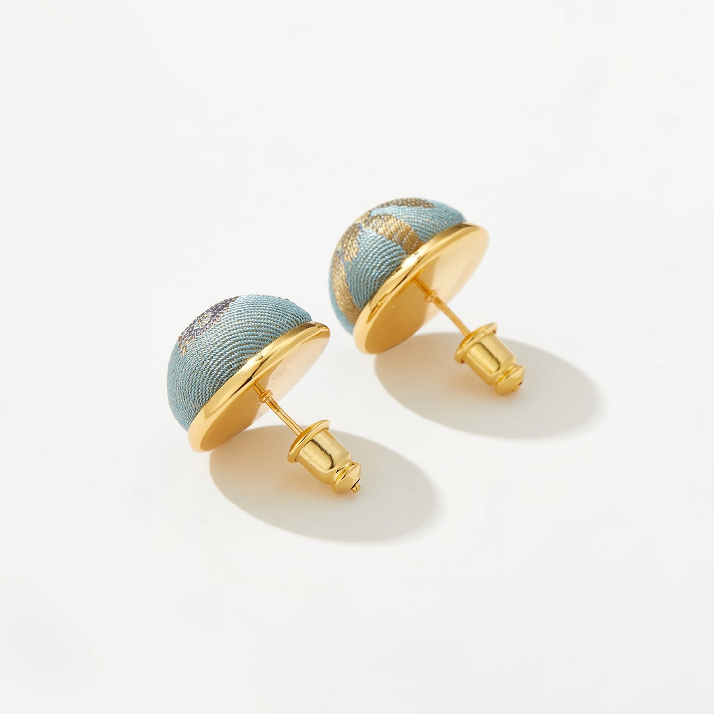 Pure Silk Brocade Earrings | Loquats and Mountain Bird | Stud Earrings | Shine Collection