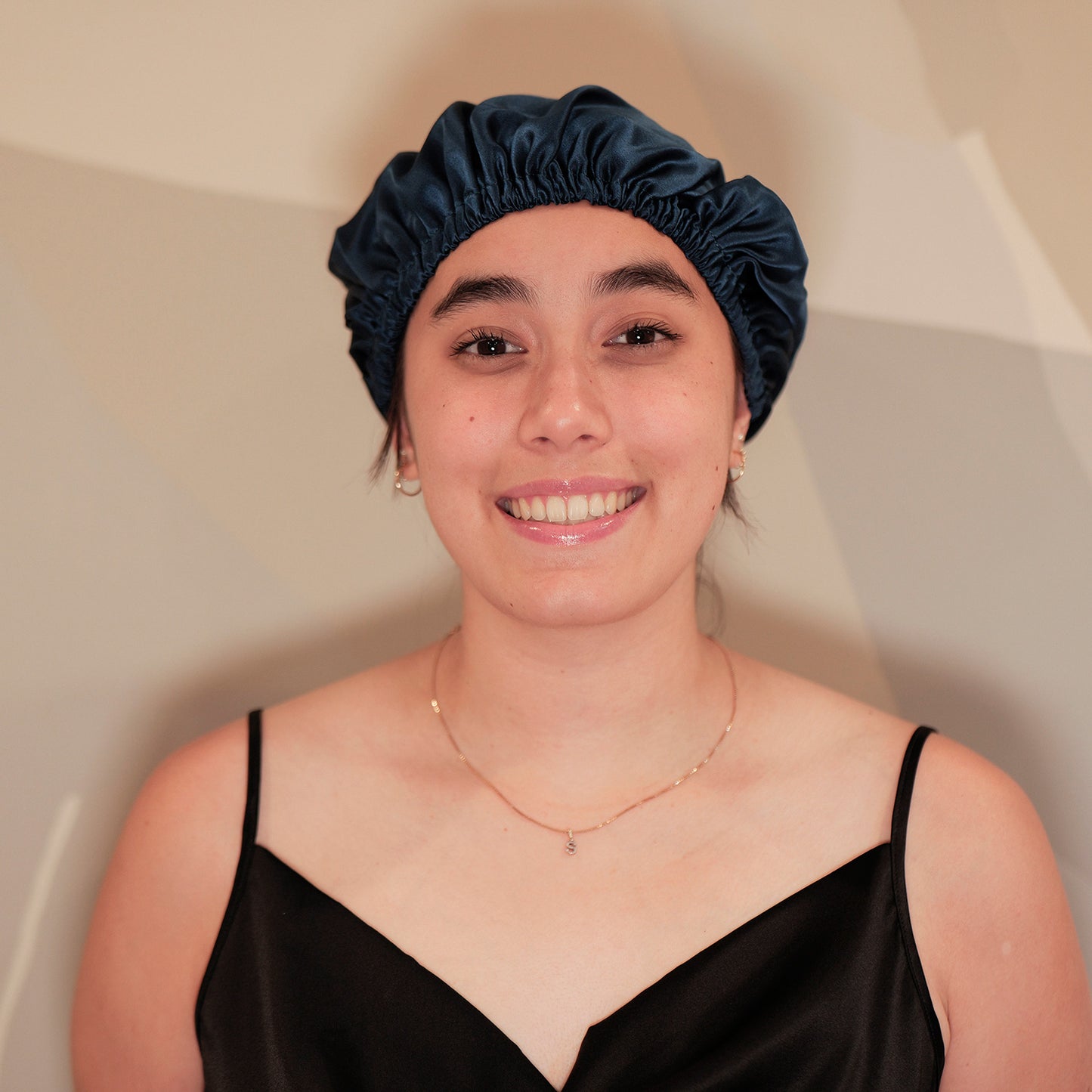 Pure Mulberry Silk Hair Bonnet Navy | Single Layer with Adjustable Elastic | 100% Silk 22 Momme | Sleeping Bonnet Gift