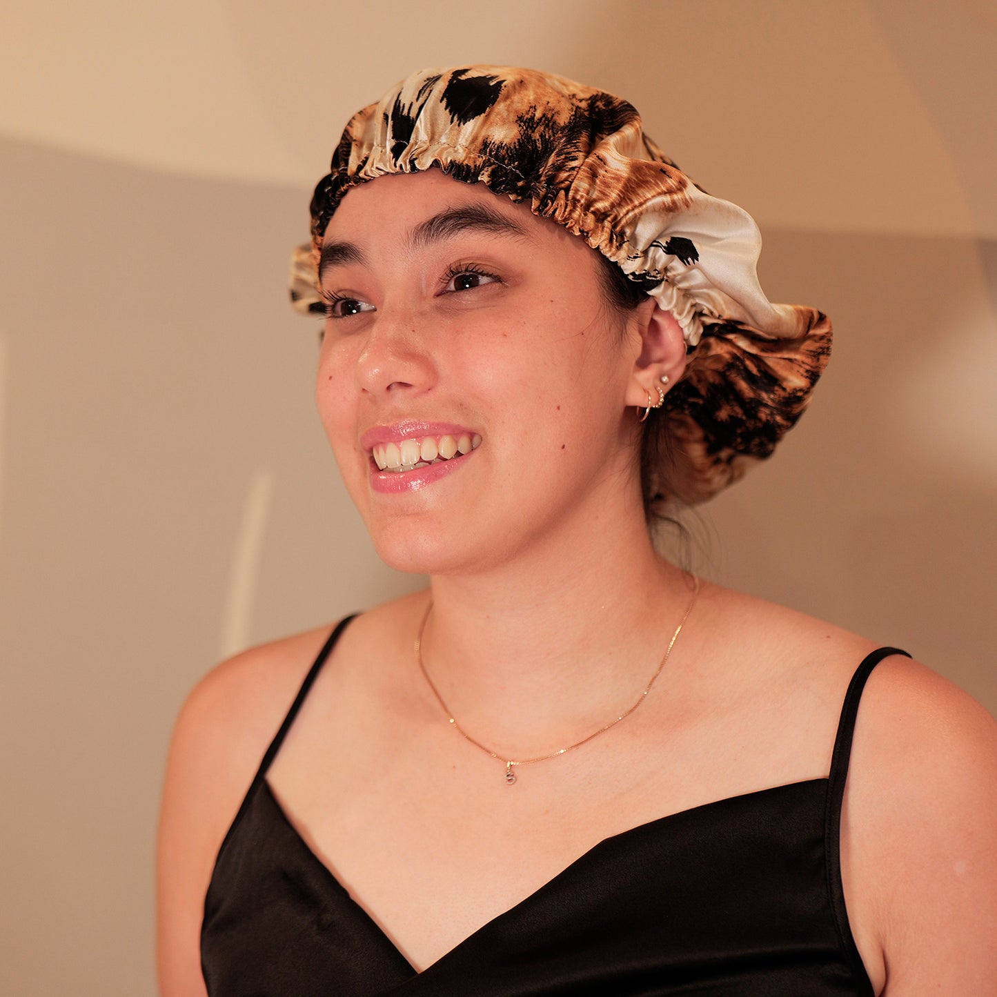 Pure Mulberry Silk Hair Bonnet Leopard | Double Layer Reversible with Silk Lining | Adjustable Elastic | 100% Silk 22 Momme | Night Bonnet Gift