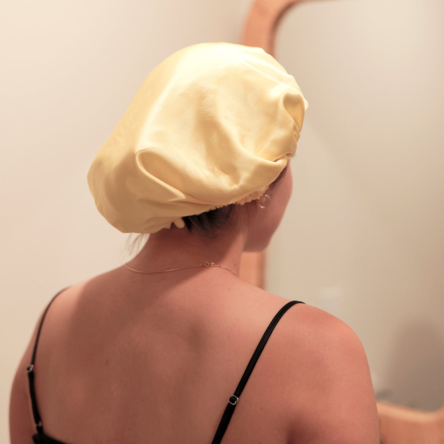 Pure Mulberry Silk Hair Bonnet Daffodil | Double Layer Reversible with Silk Lining | Adjustable Elastic | 100% Silk 22 Momme | Night Bonnet Gift