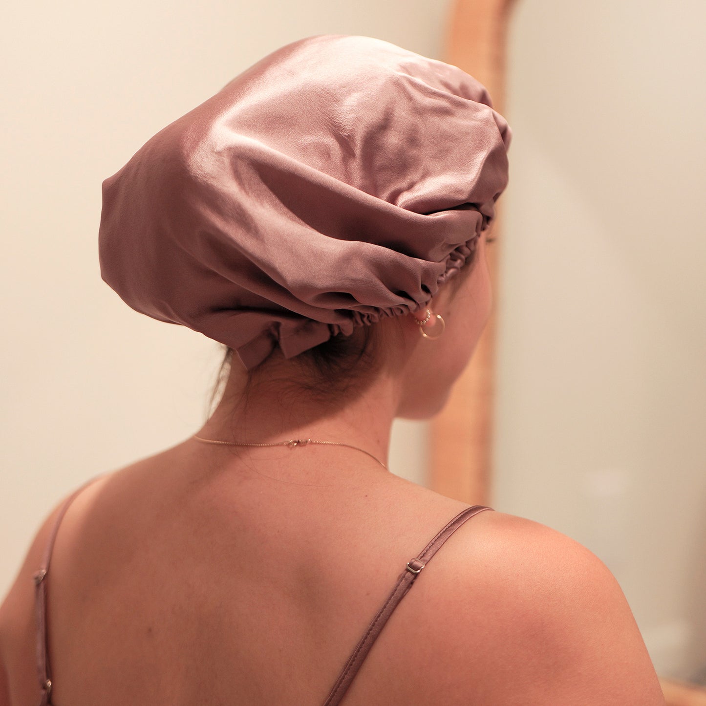 Pure Mulberry Silk Hair Bonnet Dusty Rose | Single Layer with Adjustable Elastic | 100% Silk 22 Momme | Sleeping Bonnet Gift