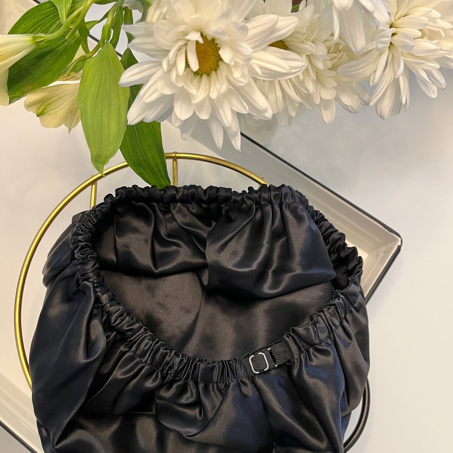 Pure Mulberry Silk Hair Bonnet Dark Night | Double Layer Reversible with Silk Lining | Adjustable Elastic | 100% Silk 22 Momme | Night Bonnet Gift