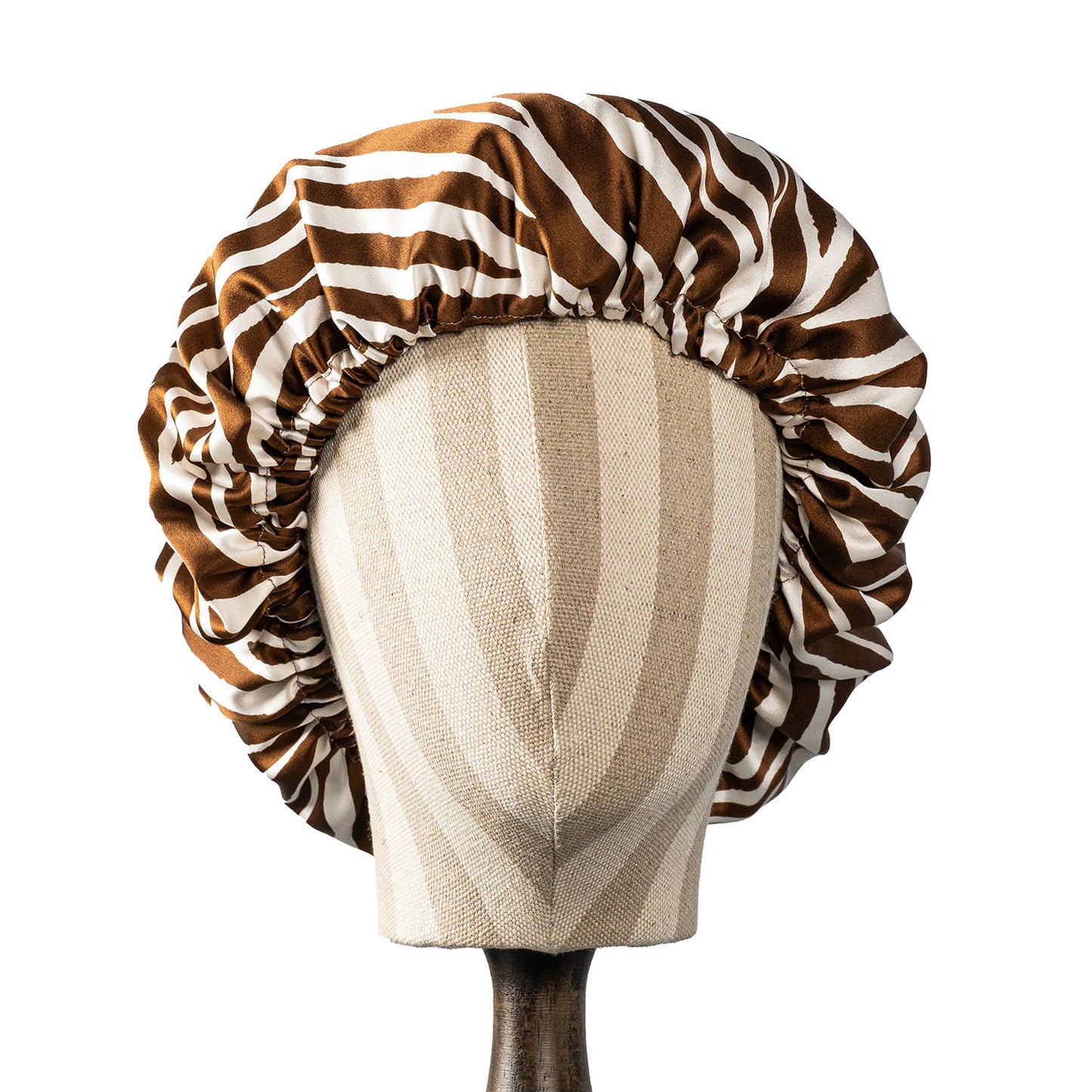 Pure Mulberry Silk Hair Bonnet Zebra | Double Layer Reversible with Silk Lining | Adjustable Elastic | 100% Silk 22 Momme | Night Bonnet Gift