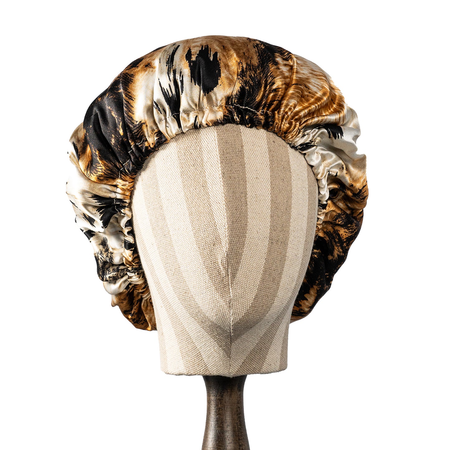 Pure Mulberry Silk Hair Bonnet Leopard | Double Layer Reversible with Silk Lining | Adjustable Elastic | 100% Silk 22 Momme | Night Bonnet Gift