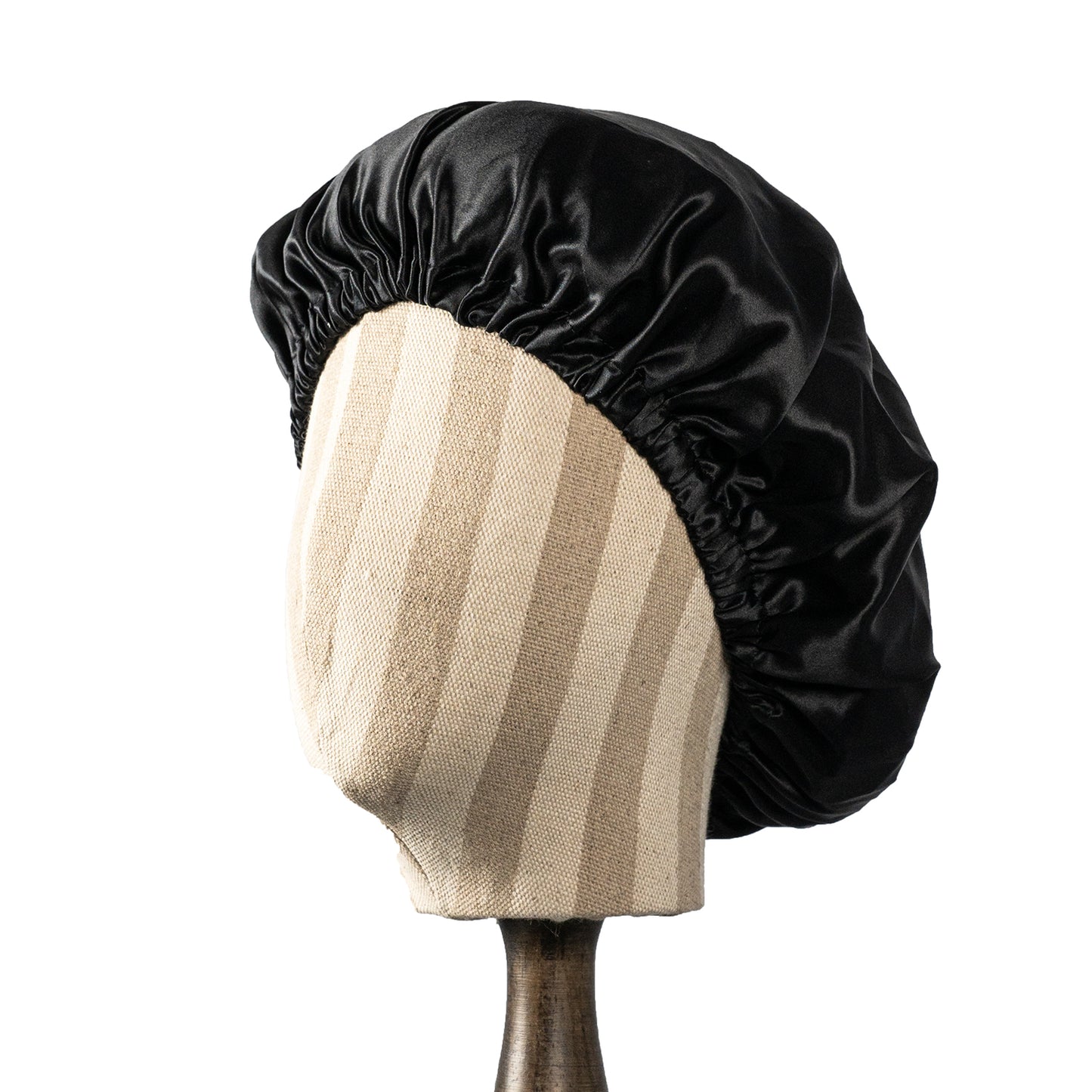 Pure Mulberry Silk Hair Bonnet Black | Single Layer with Adjustable Elastic | 100% Silk 22 Momme | Sleeping Bonnet Gift