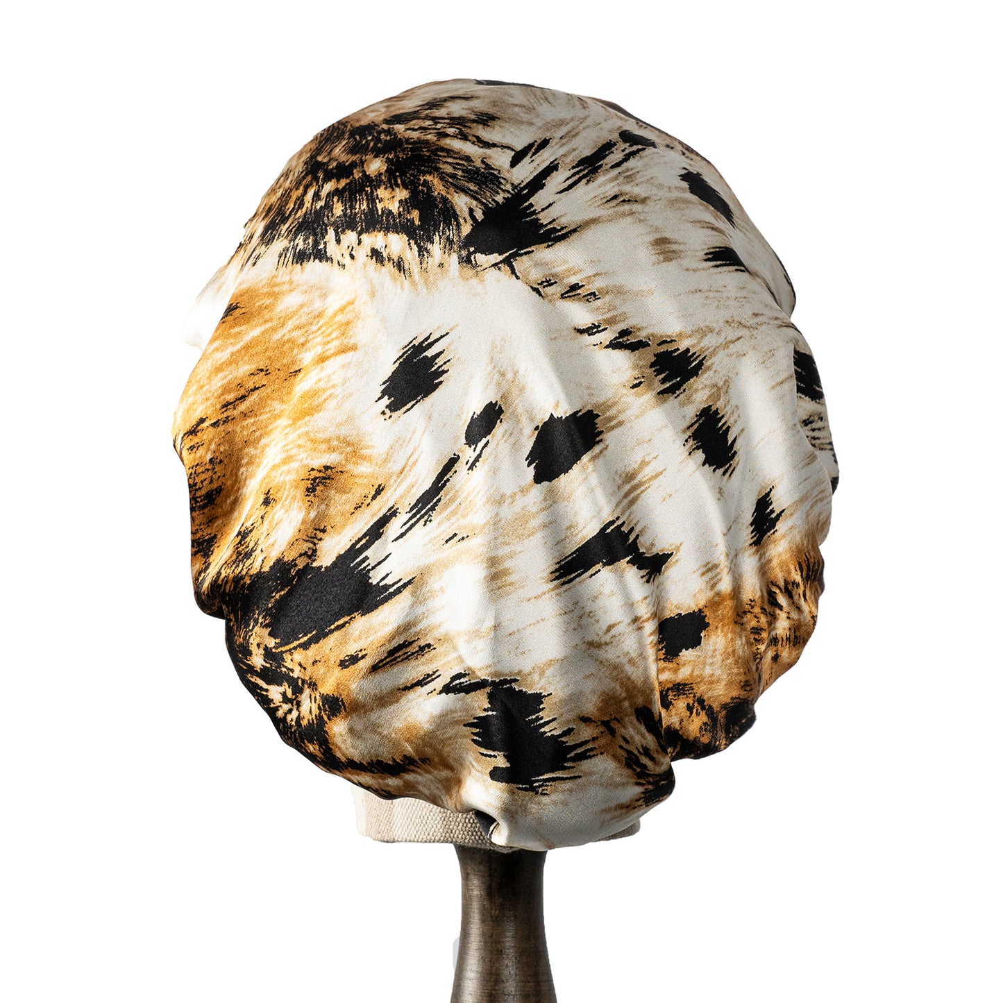 Pure Mulberry Silk Hair Bonnet Leopard | Double Layer Reversible with Silk Lining | Adjustable Elastic | 100% Silk 22 Momme | Night Bonnet Gift