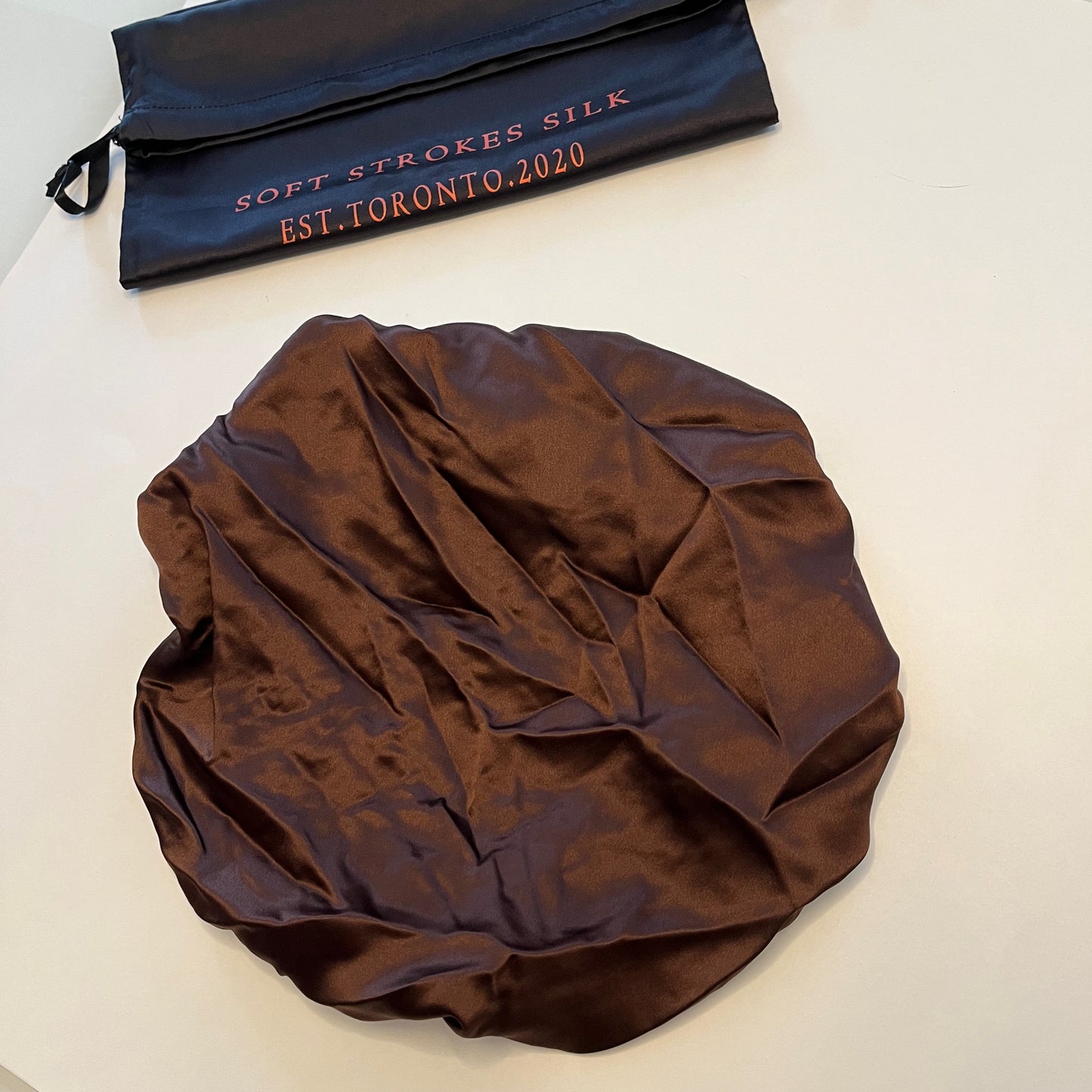 Sample Pure Silk Hair Bonnet Coffee | Single Layer with Adjustable Elastic | 100% Silk 22 Momme