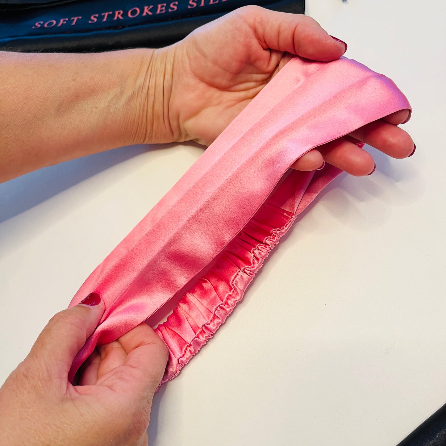 Sample Pure Silk Headband | Tea Rose | Mulberry Silk Flat Headband 32 Momme