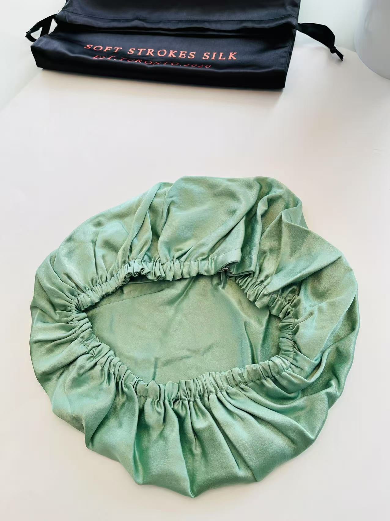 Sample Pure Silk Hair Bonnet Jade Green | Double Layer with Adjustable Elastic | 100% Silk 22 Momme