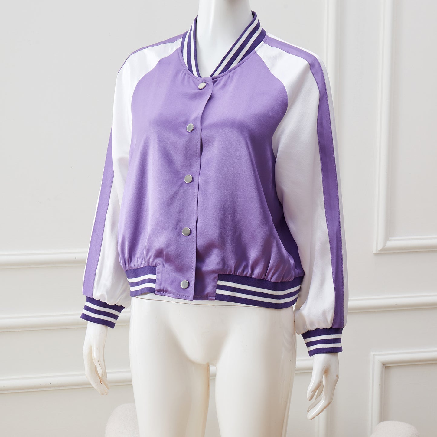 Custom Pure Silk Bomber Jacket | Justine | 22 Momme Silk Charmeuse