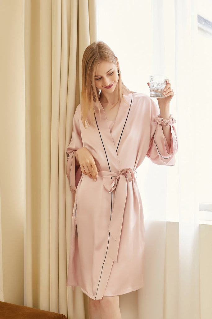 Baby pink sales silk robe