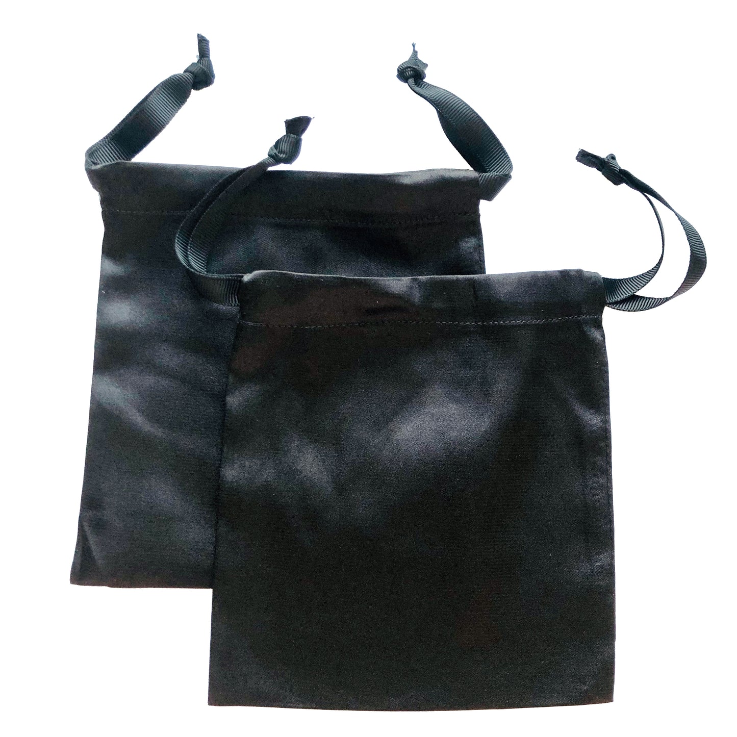 Black Satin Drawstring Face Mask Bag: Washable and Reusable