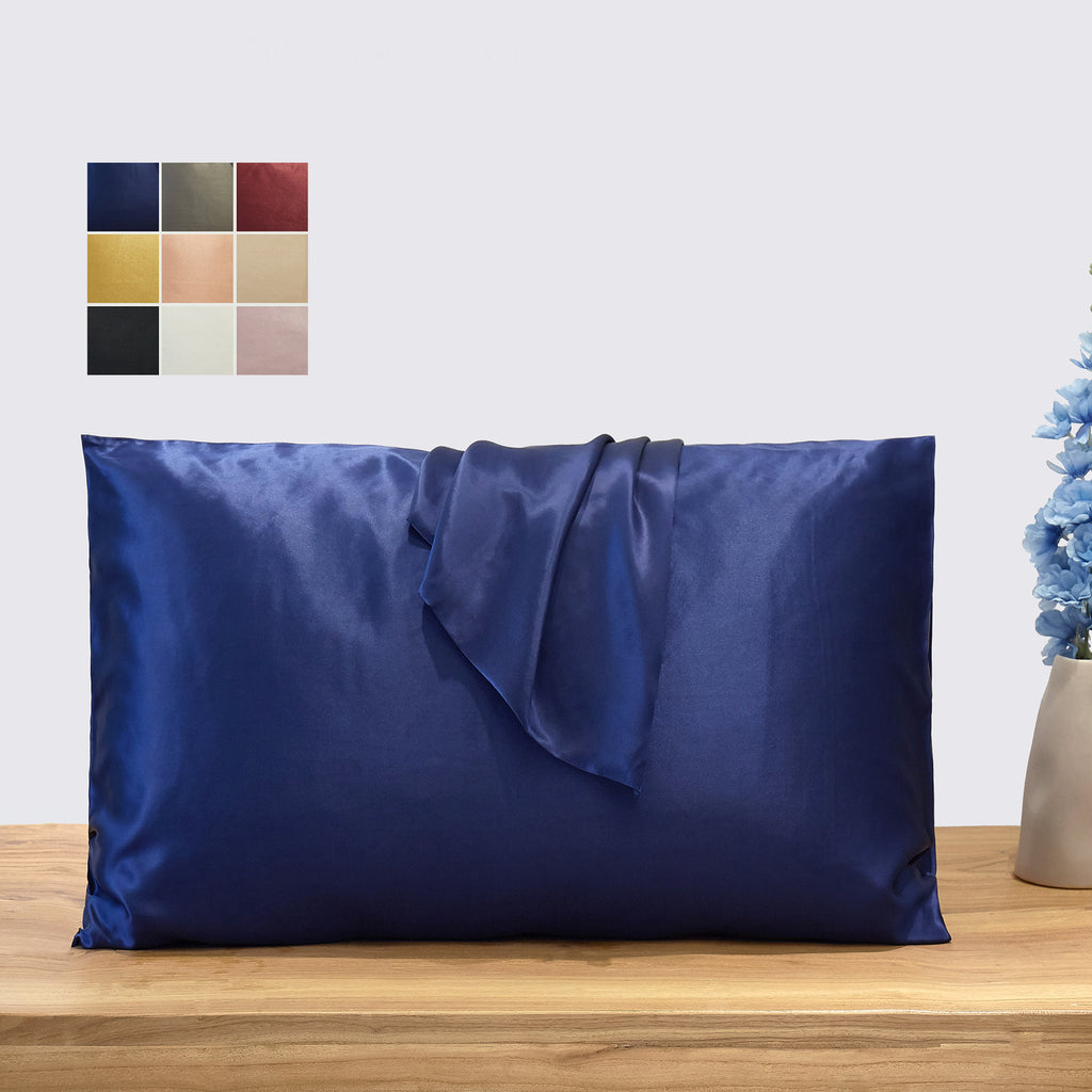 Navy silk on sale pillowcase