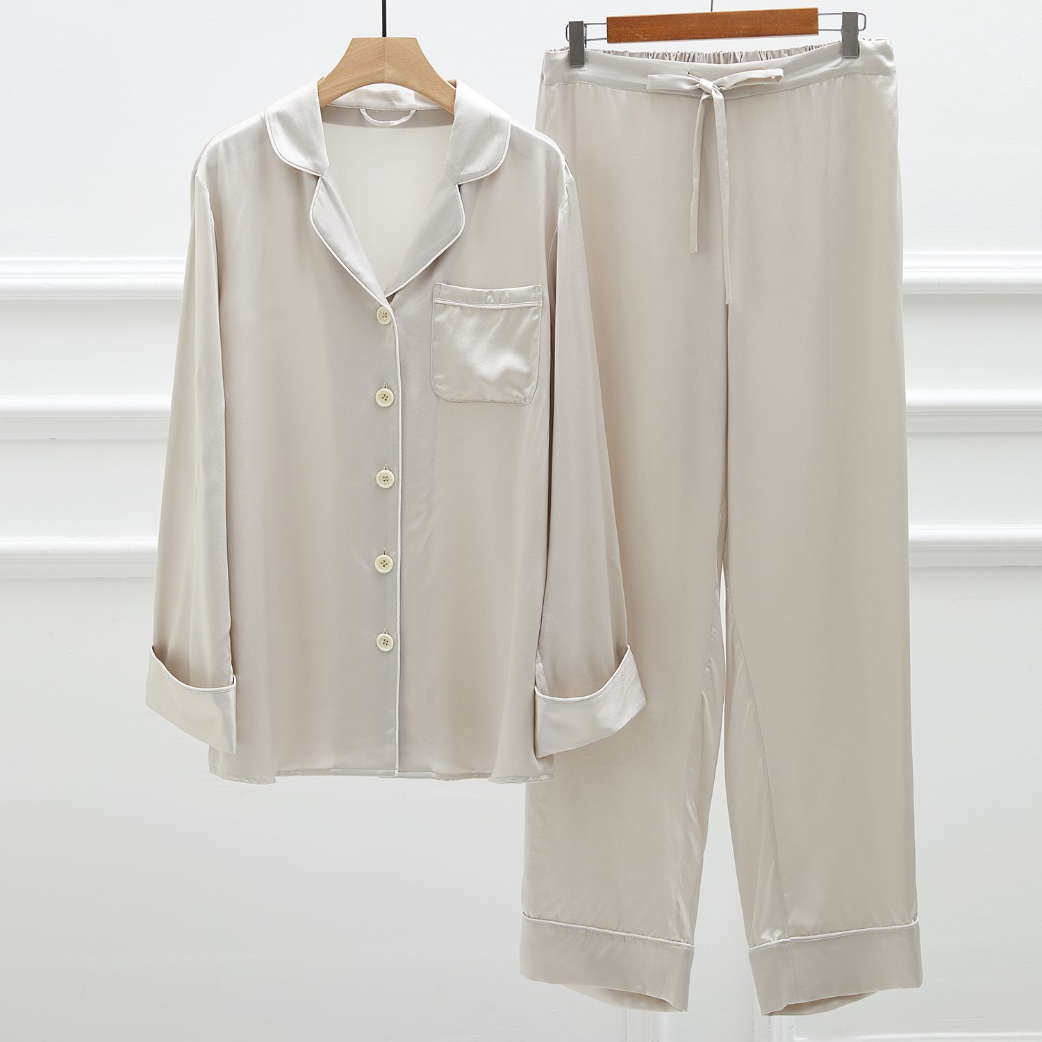 Custom Made Pure Silk Long Sleeve Unisex Pajama Set