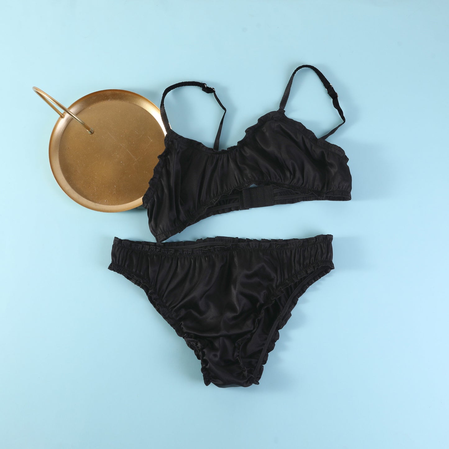 Sabrina | Custom Made Pure Mulberry Silk Bikini Panties | Mid Waist with Ruffles | 19 Momme | Float Collection