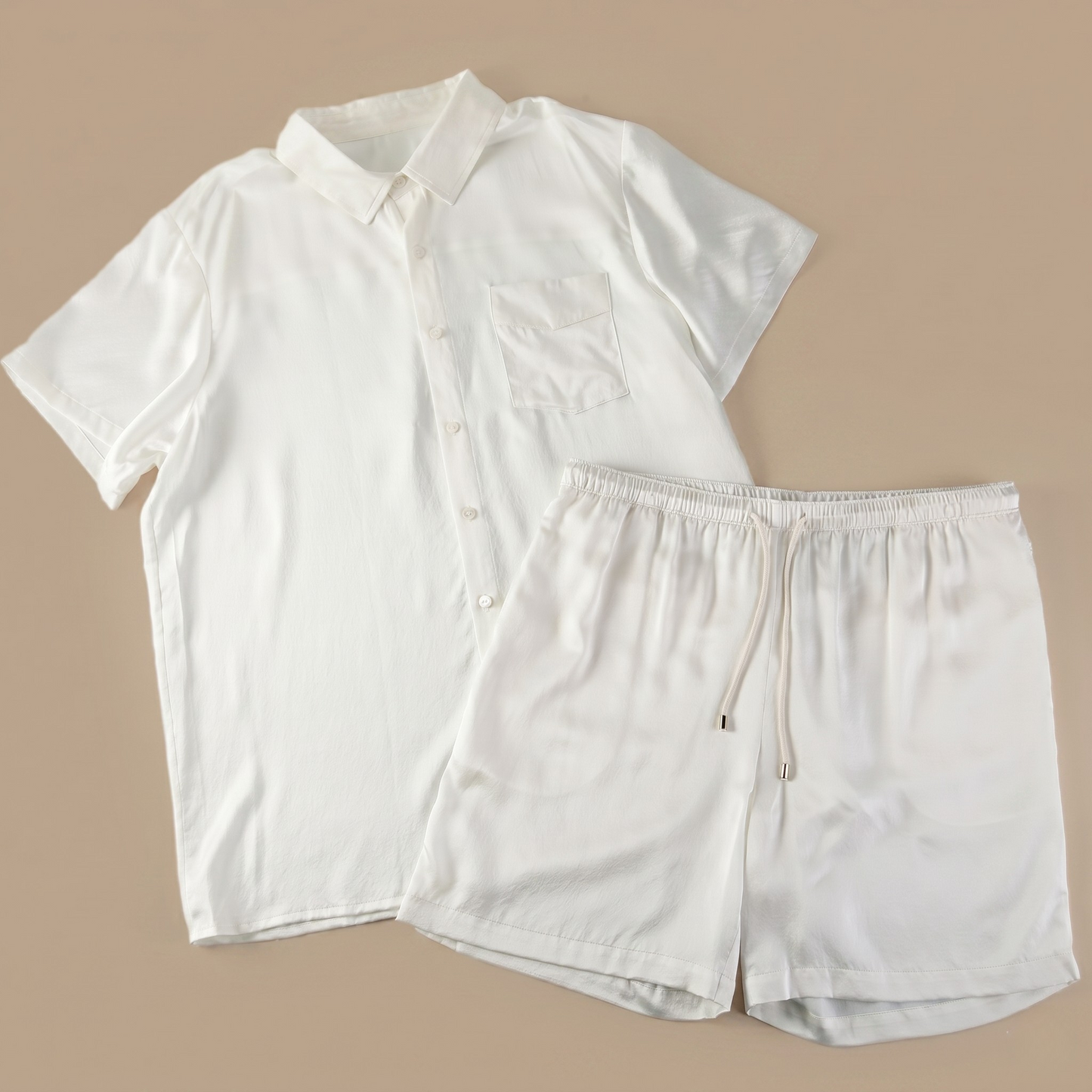 Custom Pure Mulberry Silk Men's Shirt and Shorts | Short Sleeve and Relaxed Fit | 19 Momme | Soar Collection