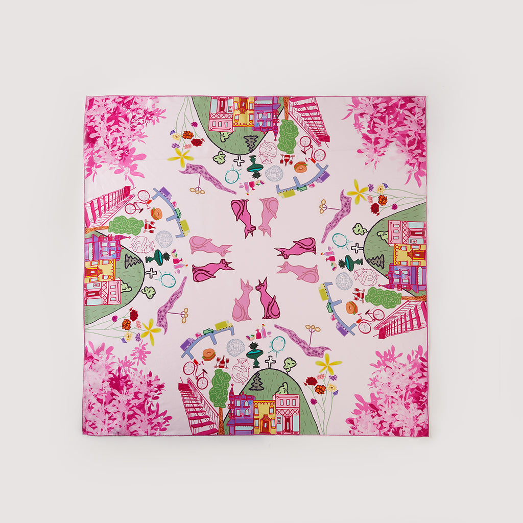 Montreal Pure Silk Large Square Scarf | Original Artwork | Canadian Scarves Collection