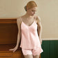 Powder Pink Pure Mulberry Silk Camisole | Mid Waist Scallop Shorts | Lingerie Set | Spaghetti Strap Top | Bridesmaids Gift | Soar Collection