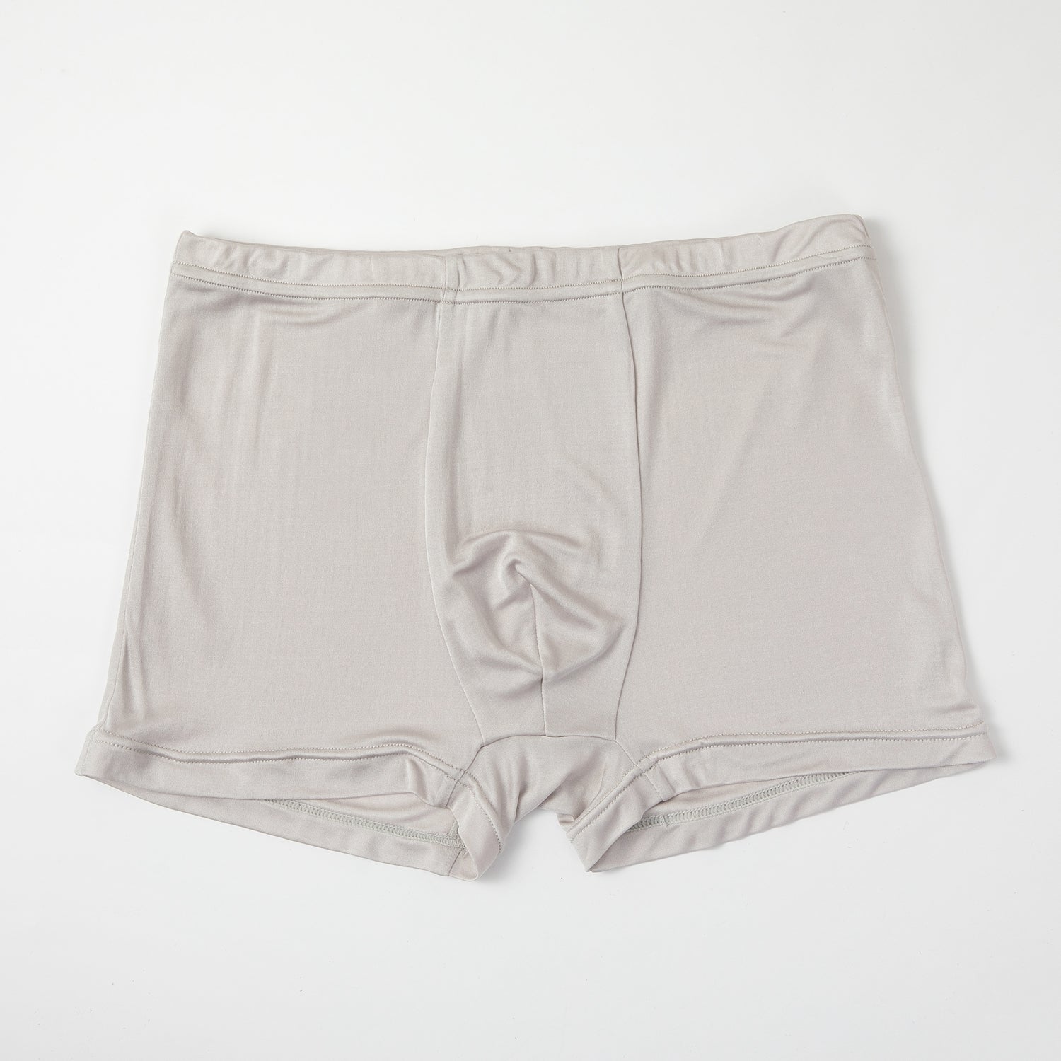 Silver Grey Knitted Silk Men's Trunks, Mid Rise