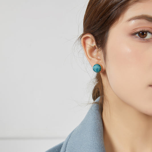 Pure Silk Brocade Earrings | Turquoise Water | Stud Earrings | Shine Collection
