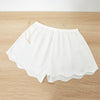 Pearl White Pure Silk Scallop Edged Shorts | 19 Momme Silk Charmeuse