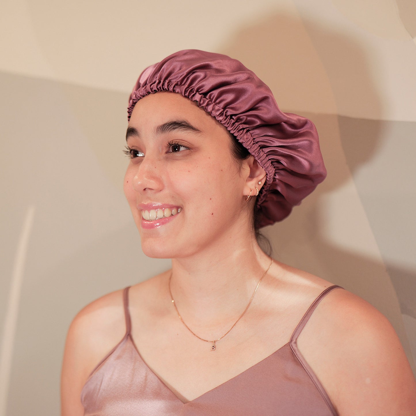 Pure Mulberry Silk Hair Bonnet Cocoa Purple | Single Layer with Adjustable Elastic | 100% Silk 22 Momme | Sleeping Bonnet Gift