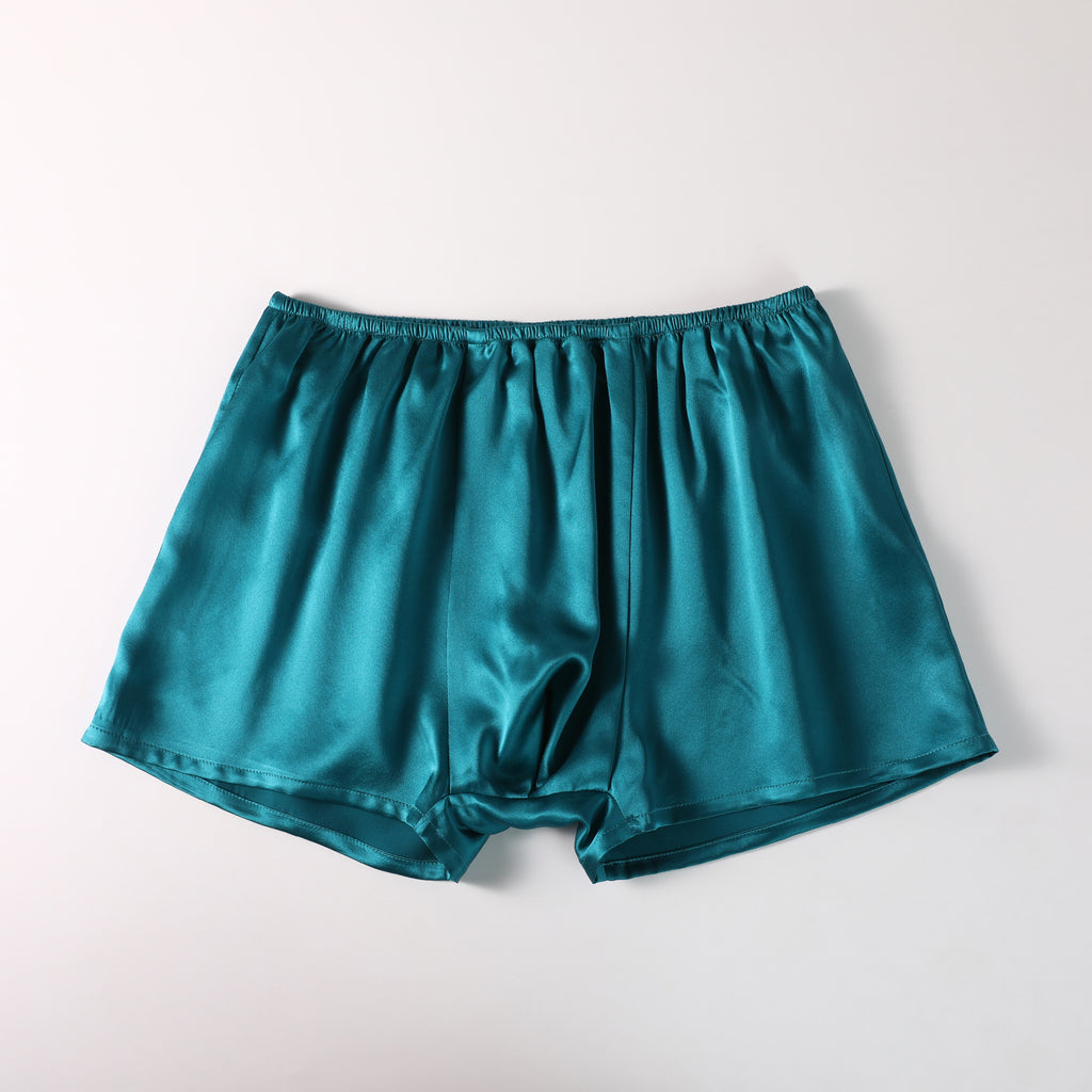Turquoise Pure Mulberry Silk Men's Trunks | Low Rise | 19 Momme | Soar Collection