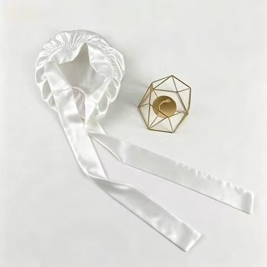 2026 Sample Pure Silk Sleeping Bonnet with Ribbons | Double Layer | 22 Momme Silk Charmeuse | Float Collection#54