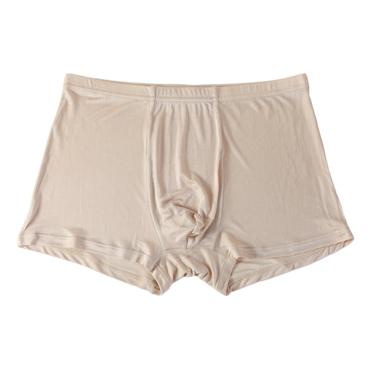 Beige Knitted Silk Men's Trunks | Mid Rise | Shimmer Collection