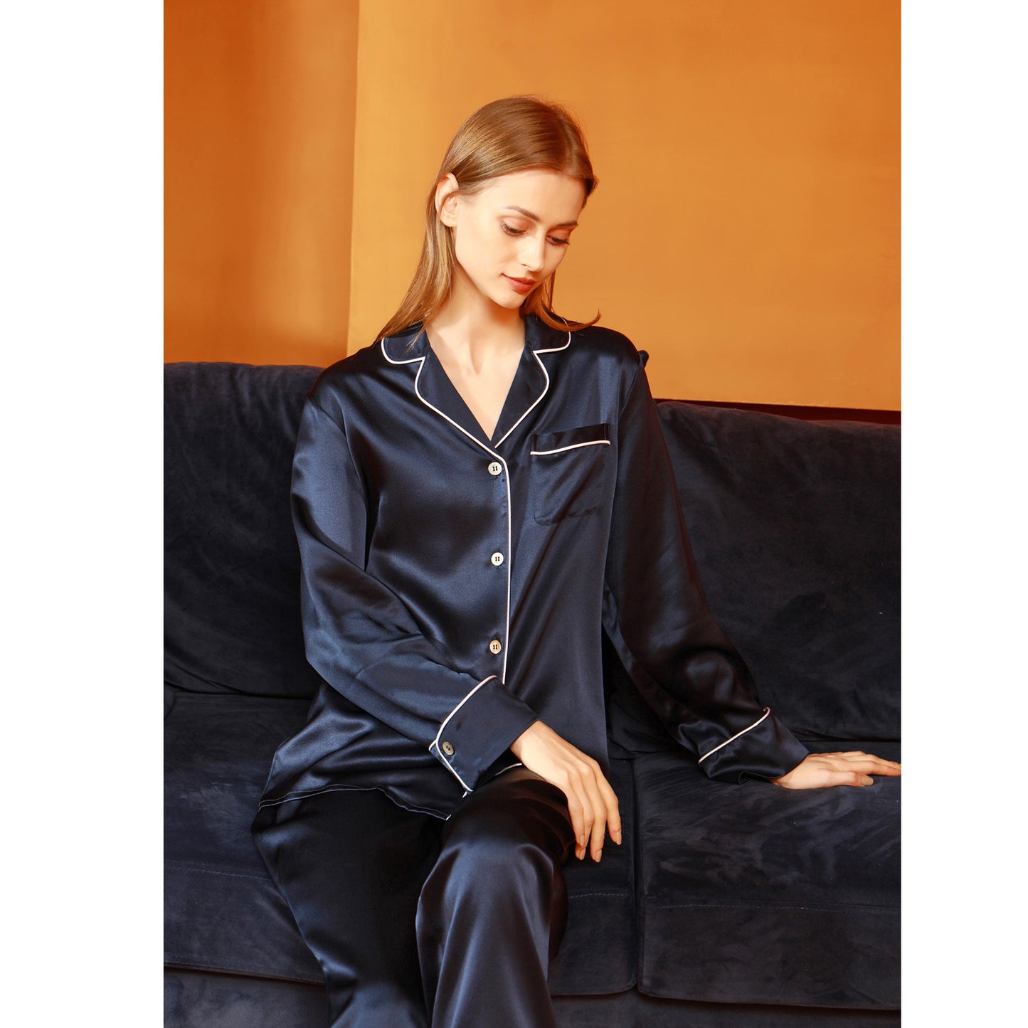 Custom Made Pure Silk Long Sleeve Unisex Pajama Set | 22 Momme | Float Collection