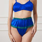 Blue Lagoon | Custom Pure Silk Brazilian Pantie | High Waist | Lace on Mulberry Silk | Bridal Lingerie | Brush Collection