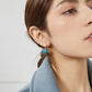 Pure Silk Brocade Earrings with Freshwater Pearls | Turquoise Water | Drop Earrings | Shine Collection
