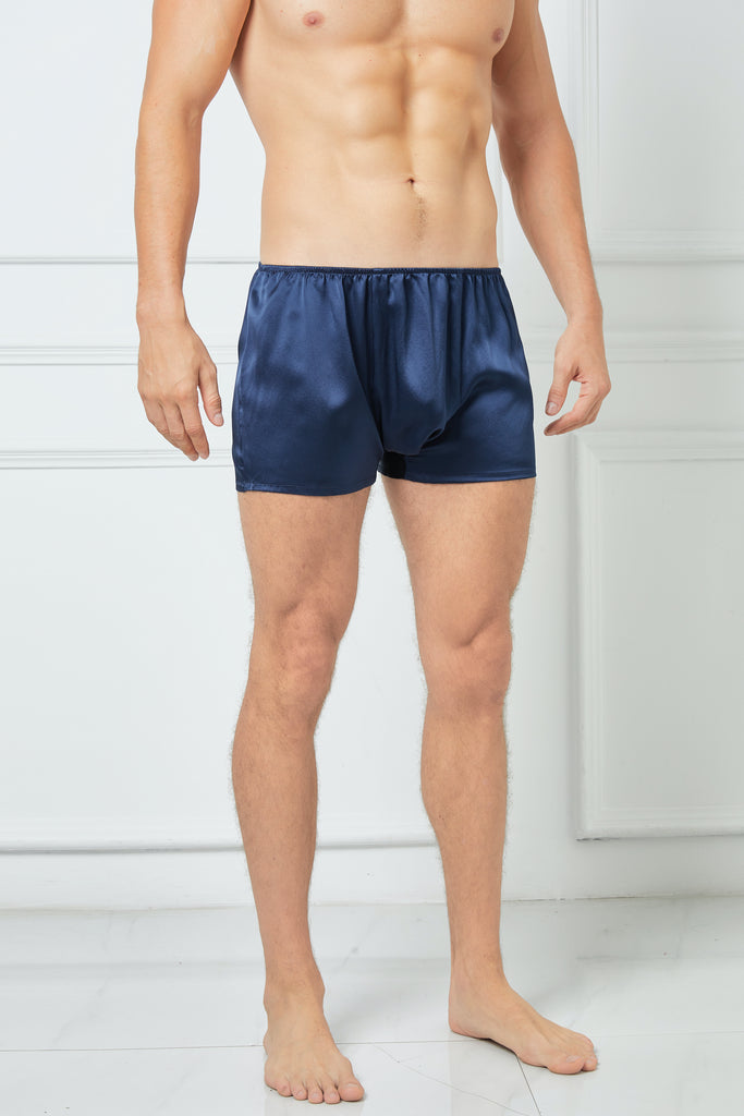 Navy Pure Mulberry Silk Men's Trunks | Low Rise | 19 Momme | Soar Collection
