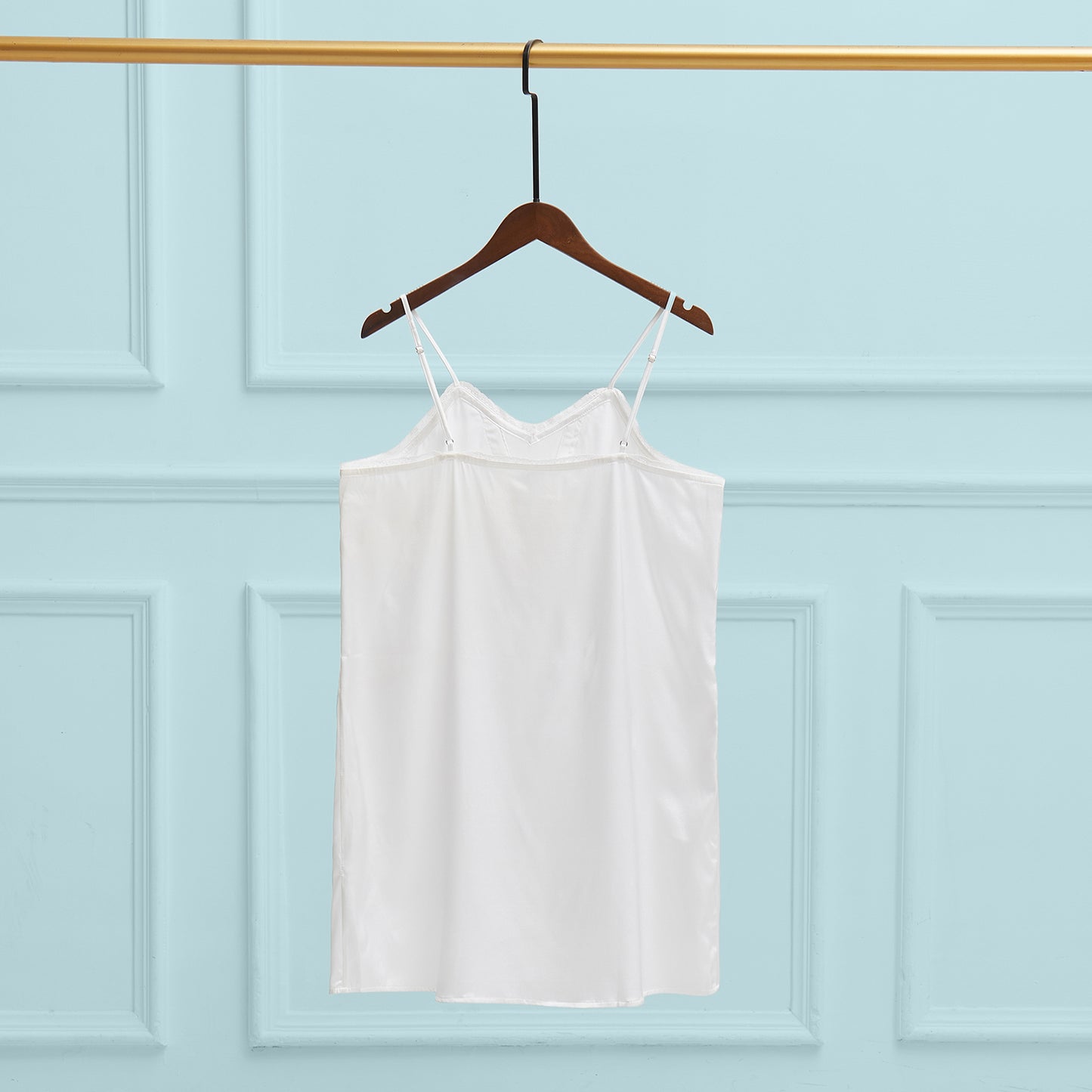 Custom Pure Silk Chemise with French Cotton Lace | Althea Chemise | V-Neck Bridal Shift Spaghetti Straps | Mulberry Silk Nightwear for Women