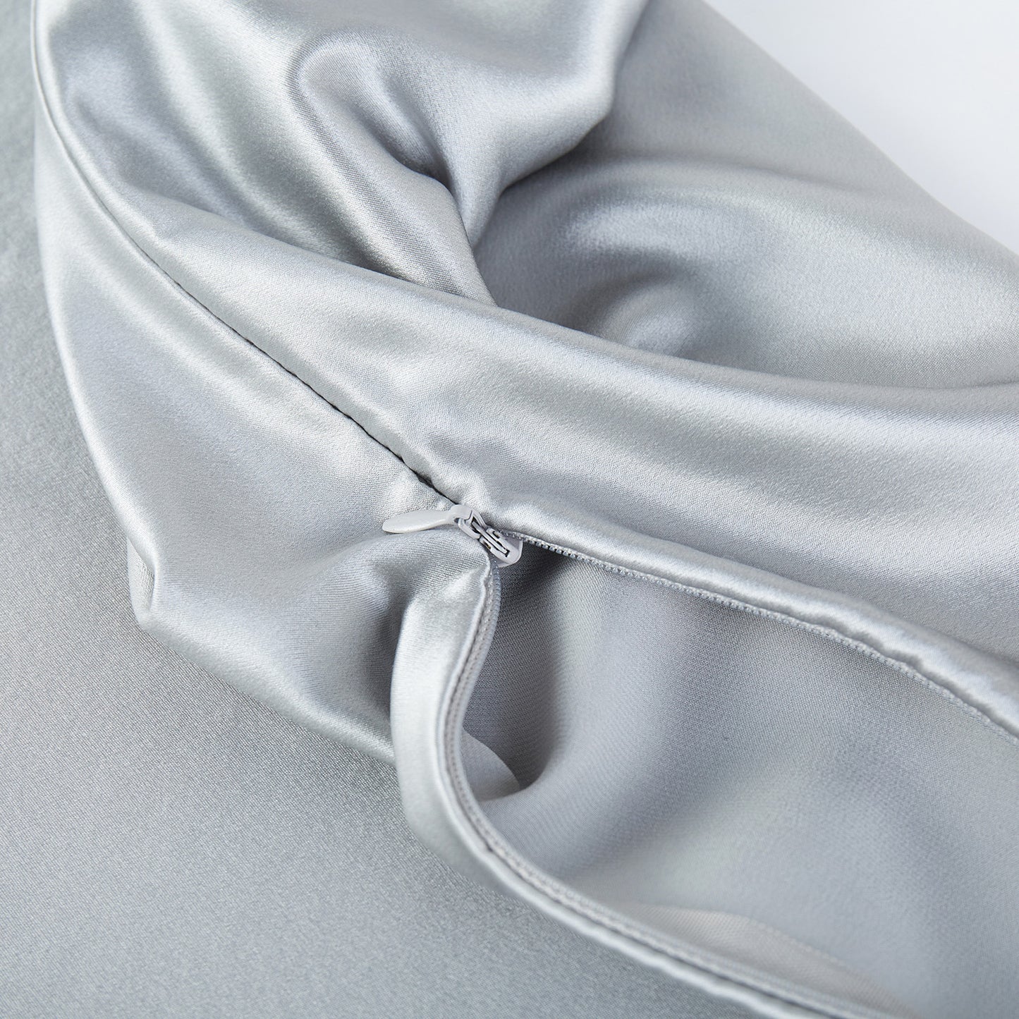 Steel Grey Luxury Pure Mulberry Silk Pillowcase | Queen | 32 Momme | Envelope & Zipper | Drape Collection