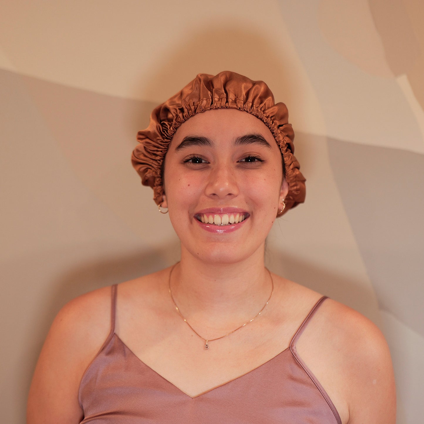 Pure Mulberry Silk Hair Bonnet Camel | Single Layer with Adjustable Elastic | 100% Silk 22 Momme | Sleeping Bonnet Gift