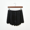 Black Pure Silk Scallop Edged Shorts | 19 Momme Silk Charmeuse