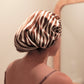 Pure Mulberry Silk Hair Bonnet Zebra | Double Layer Reversible with Silk Lining | Adjustable Elastic | 100% Silk 22 Momme | Night Bonnet Gift