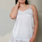 Pearl White Pure Mulberry Silk Petal Camisole Top | Mid-Waist Shorts | Silk Charmeuse Lingerie | Bridesmaid Gift Pj Set | Soar Collection