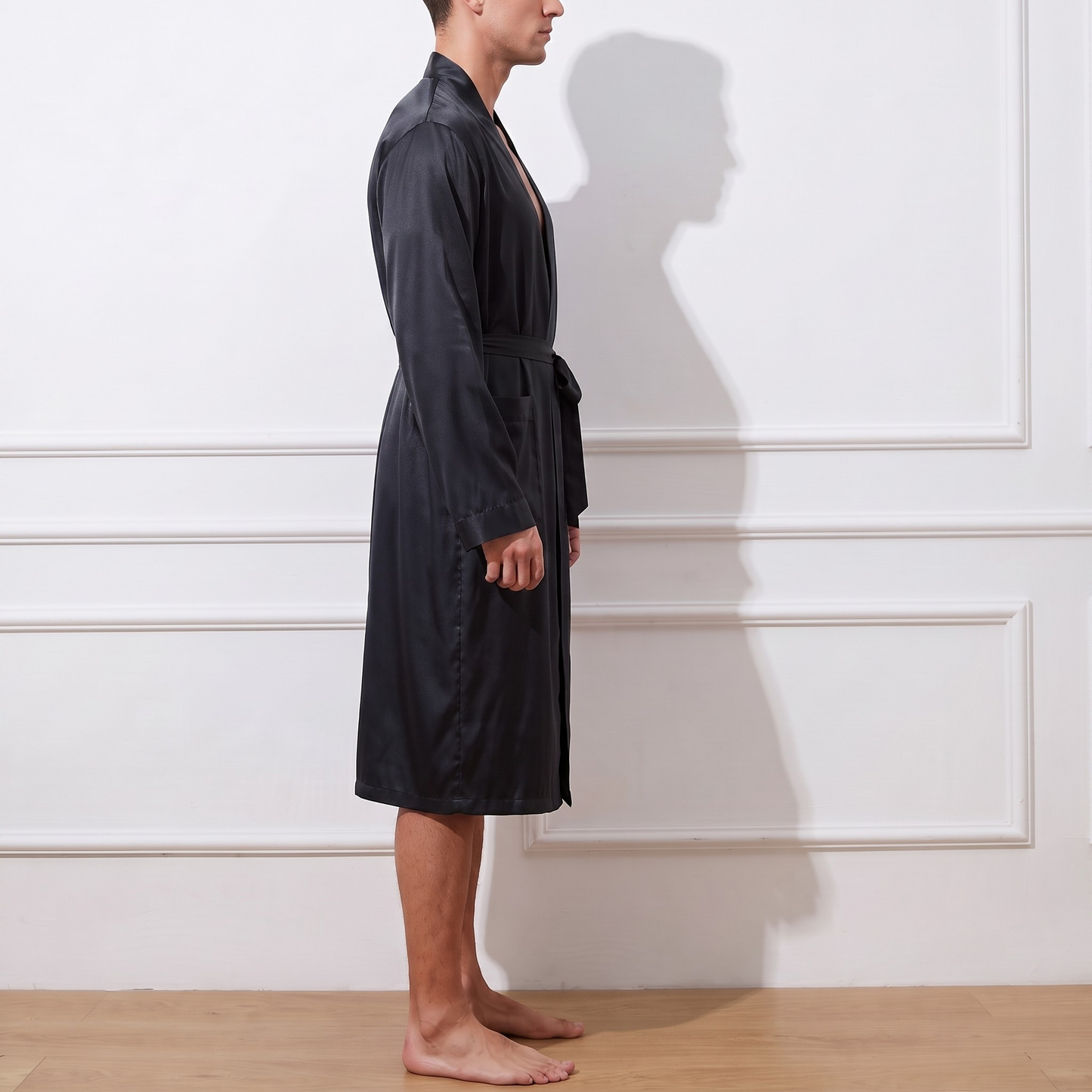 Custom Pure Mulberry Silk Men's Robe | Frederick | Long Sleeve with Pockets | 22 Momme | Float Collection