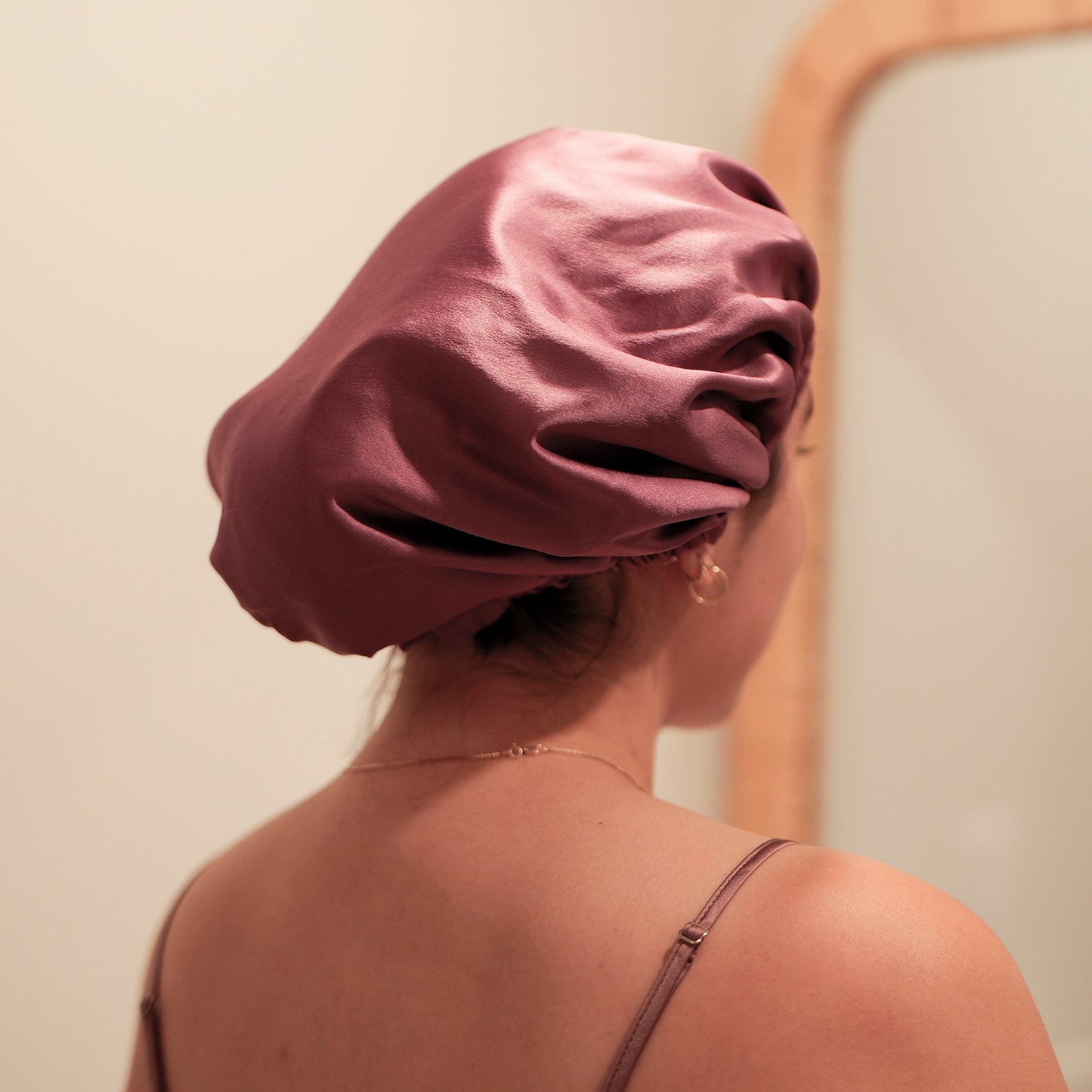 Pure Mulberry Silk Hair Bonnet Cocoa Purple | Single Layer with Adjustable Elastic | 100% Silk 22 Momme | Sleeping Bonnet Gift