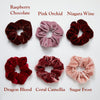 Silk Velvet Handmade Scrunchie Set of Two | 0.8 Inch & 2 Inch | Lipstick Collection
