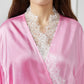 Custom Made Pure Silk and Lace | Robe Rosalie | Knee Length with Double Belts and Pockets | 19 Momme | Soar Collection